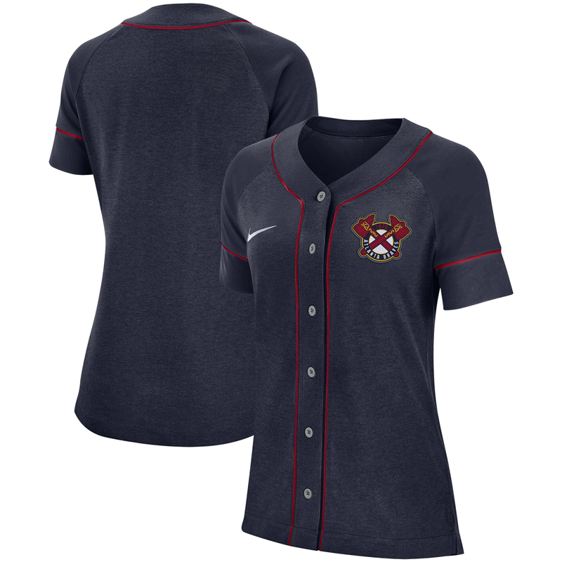 2020 MLB Women Atlanta Braves Nike Navy Classic Baseball Jersey 1->women mlb jersey->Women Jersey